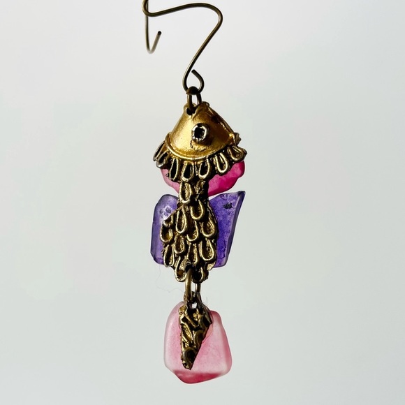 Artesian Colorful Gold-Tone Fish Pendant or Decor or Dread Charm - Picture 1 of 9